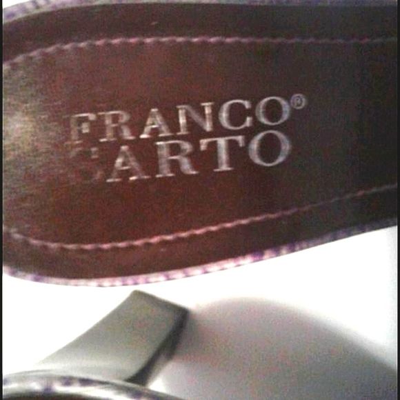 Franco Sarto Purple Faux Croc Leather Slip On Heel Sandals - Picture 7 of 7